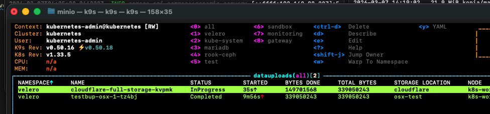"DataUpload view showing cloudflare transfer in progress"
